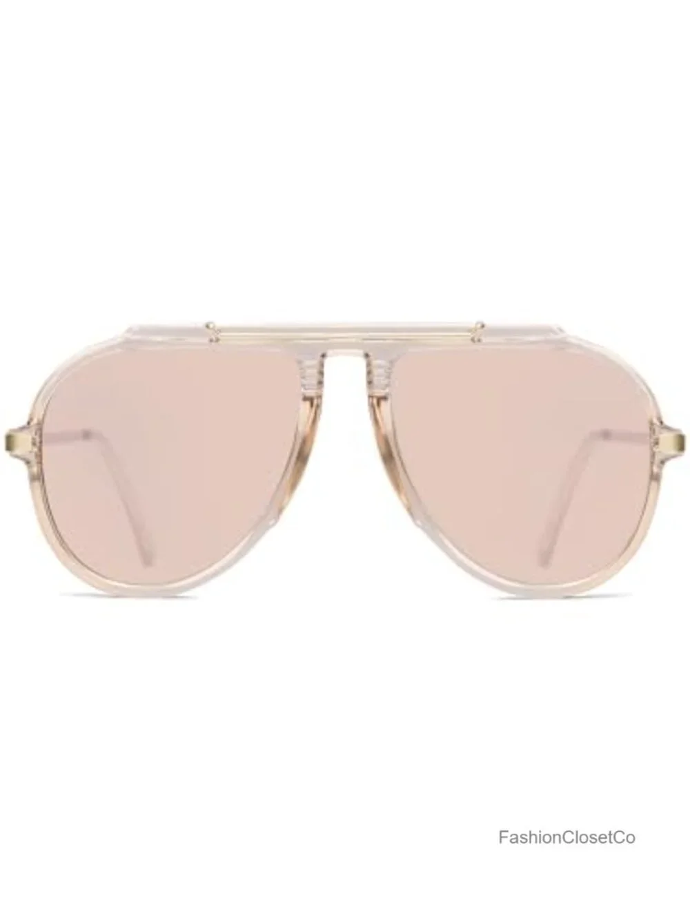 Oversized Retro Aviator Sunglasses with Gold Metal Temples UV400
